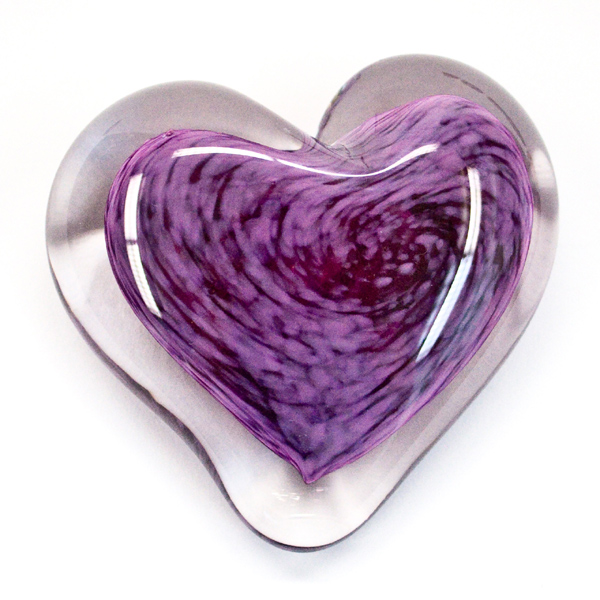 Blown Glass Heart Paperweight - Purple | Epiphany Glass