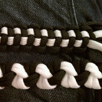 NASCAR Paracord Bracelet shown in black and white paracord