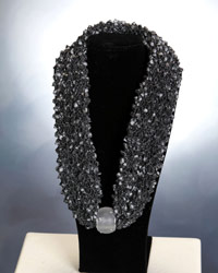 Variegated Gray Scarf Necklace with Frosted Bead