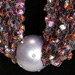 Bronze, Purple, Pink and White Scarf Necklace with Pastel Pink Bead