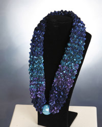 Teal, Royal, Navy and Purple Scarf Necklace with Teal Bead Teal, Royal, Navy and Purple Scarf Necklace with Teal Bead