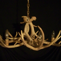 Whitetail Chandelier with 8 Antler Sheds and 5 Lights