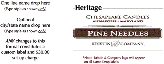 Kristin & Company Candle Name Drop Label Heritage Candle