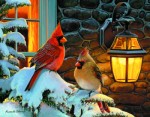 Giclee Art Cardinals on a Snowy Branch by award-winning Michigan artist Russell Cobane
