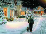 Giclee Art Christmas Eve Walk by award-winning Michigan artist Russell Cobane
