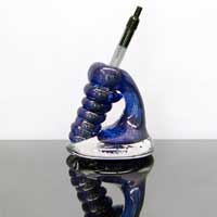 Blown Glass Pen Holder - Blue Aventurine