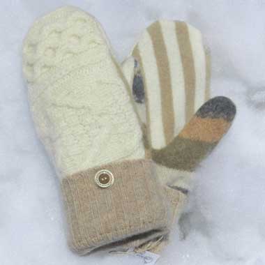 Recycled Wool Mittens – Off White Cable Knit