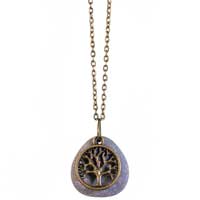 Lake Michigan Rock Necklace with Tree of Life Charm