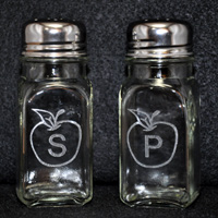 Laser Engraved Salt & Pepper Shakers