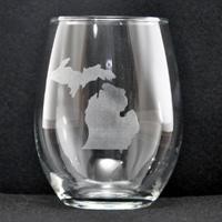 Laser Engraved Michigan Stemless Glass
