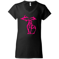 Michigan Deer Vneck Tshirt – Hot Pink on Black