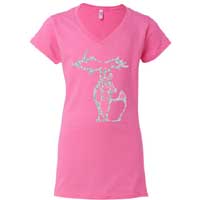 Pink Michigan Deer Vneck Tshirt 