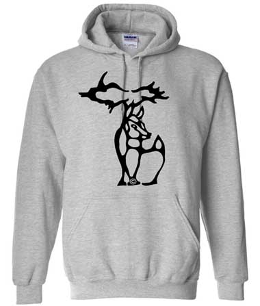 Michigan Deer Hoodie - Black on Grey