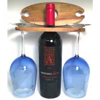 Solid Wood Wine Glass and Wine Bottle Holder