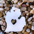Metal Open Heart Lower Michigan Ornament - White