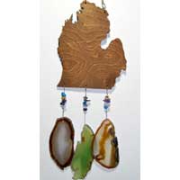 Lower Peninsula Michigan Wind Chimes with Agate Geode Stone