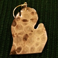 Michigan Mitten Petoskey Stone Ornament