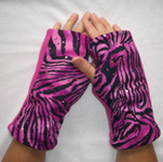 Ladies Zebra Sparkle Reversible Fingerless Gloves by Turtle Gloves®
