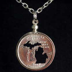 Michigan Silhouette Quarter Necklace