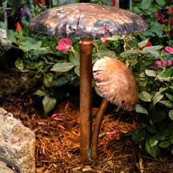 2 Mushroom Caps Copper LED Landscape Light
