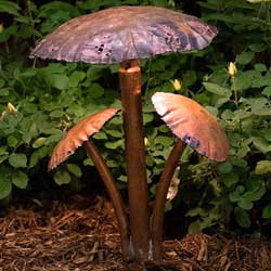 3 Mushroom Caps Copper LED Landscape Light